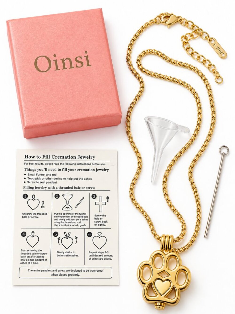 Gold Paw Print Pendant Necklace - Pet Memorial Jewelry